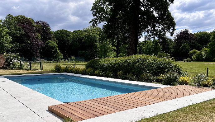 lichtgrijs liner met hardhout rooster